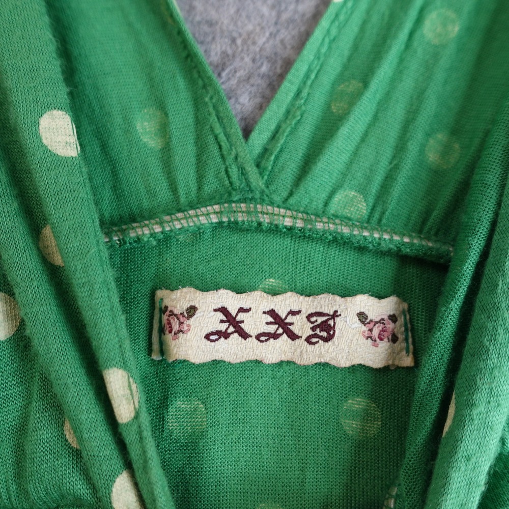 Vintage Green Polka Dot Fit and Flare Dress M Rayon Midi Sleeveless Babydoll Y2K - Picture 2 of 9
